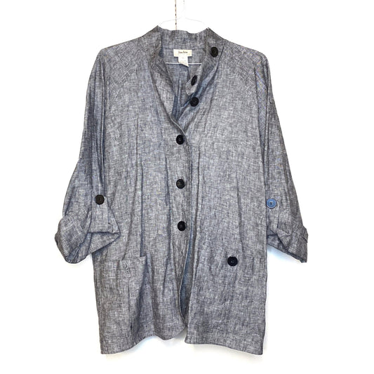 Neiman Marcus Womens Size XL Gray Linen Shirt Button-Up L/s