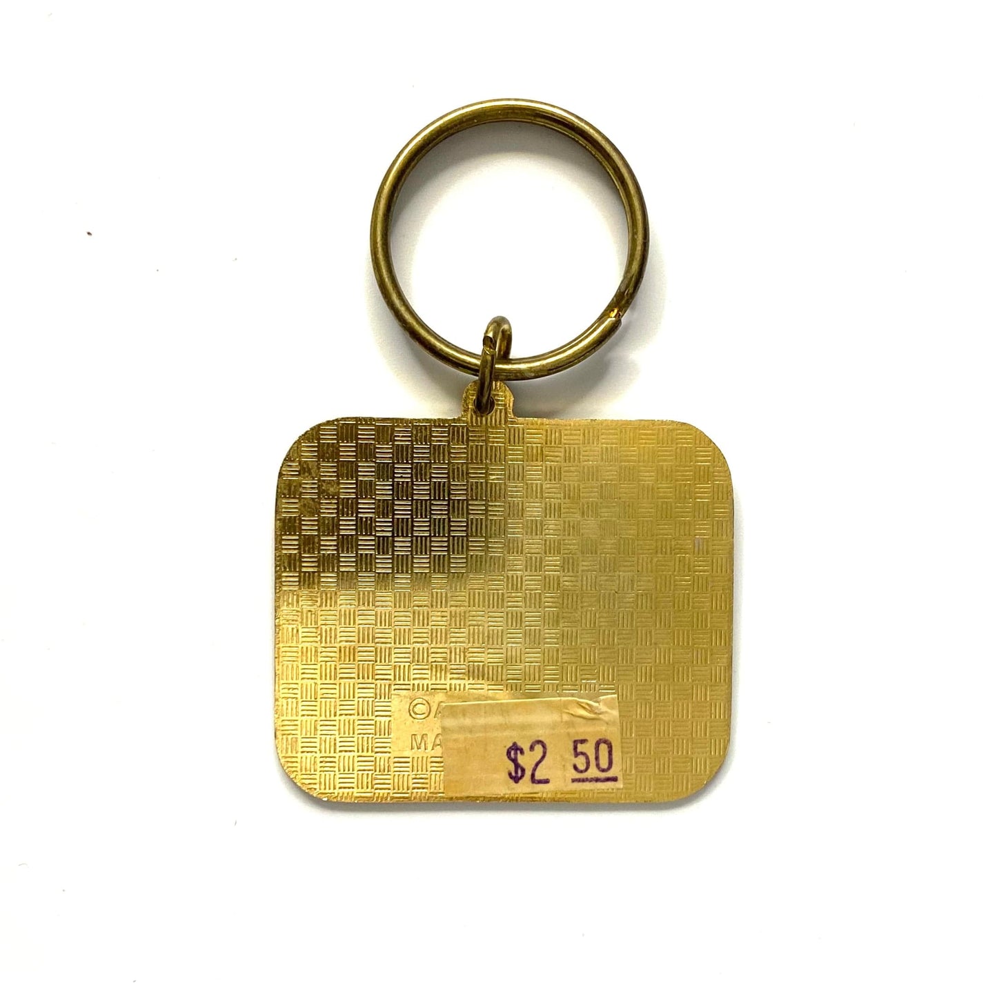 Vintage Alaska Bear Souvenir Keychain Key Ring Metal Rectangle Gold