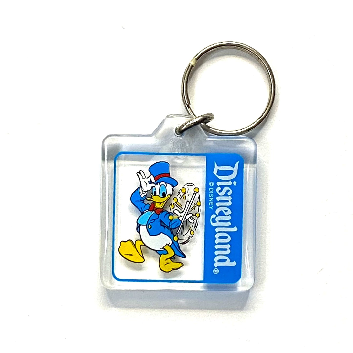 Vintage California Disneyland Travel Souvenir Keychain Key Ring Square Clear Acrylic