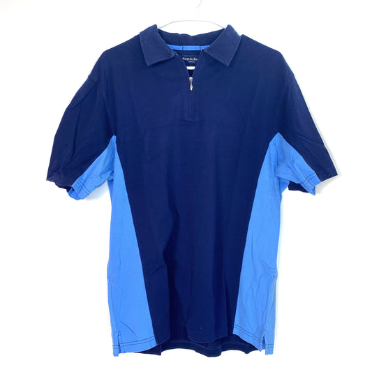 Eye-Catching Austin Reed Mens Size L Two-Tone Blue 1/4 Zip Polo Shirt