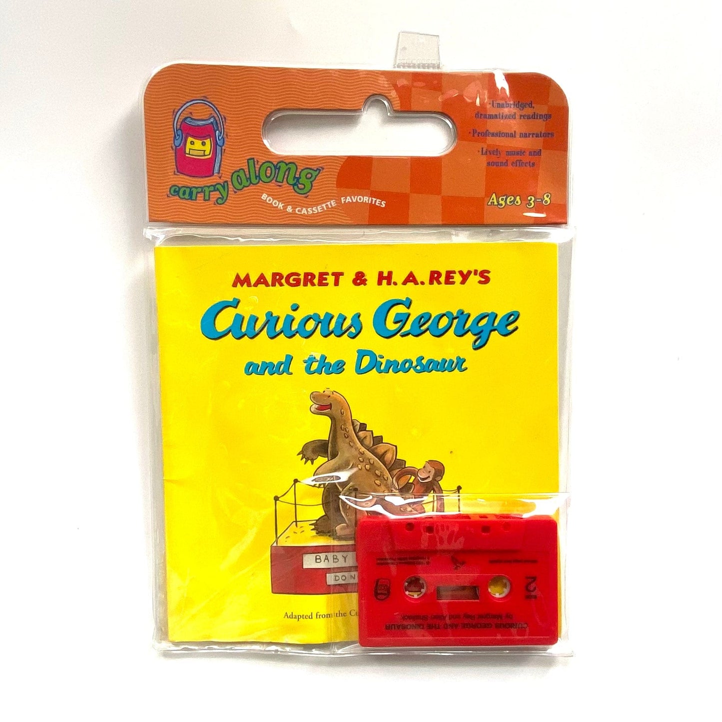 Vintage Carry-Along Childrens Book & Cassette Tape “Curious George and the Dinosaur”