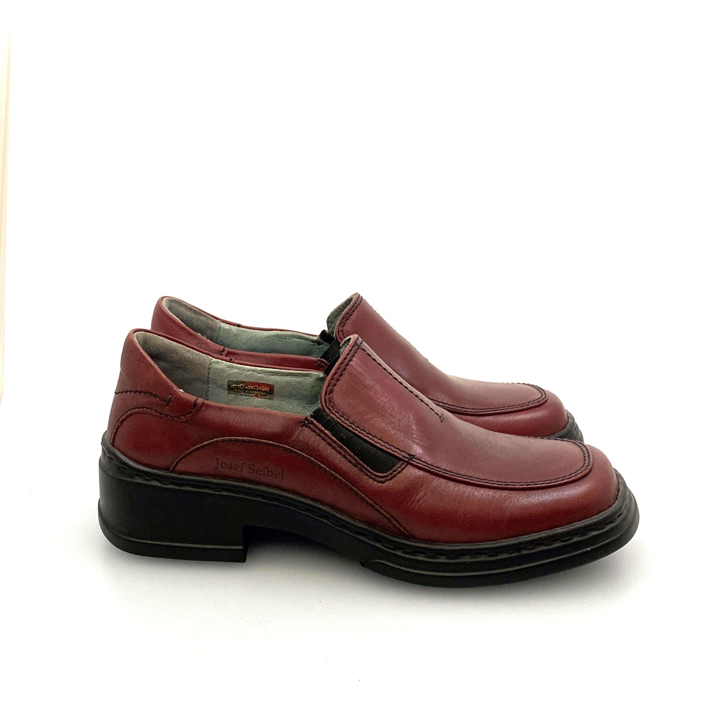 Josef Seibel Womens Size 37 Maroon Red Leather Loafers Shoes