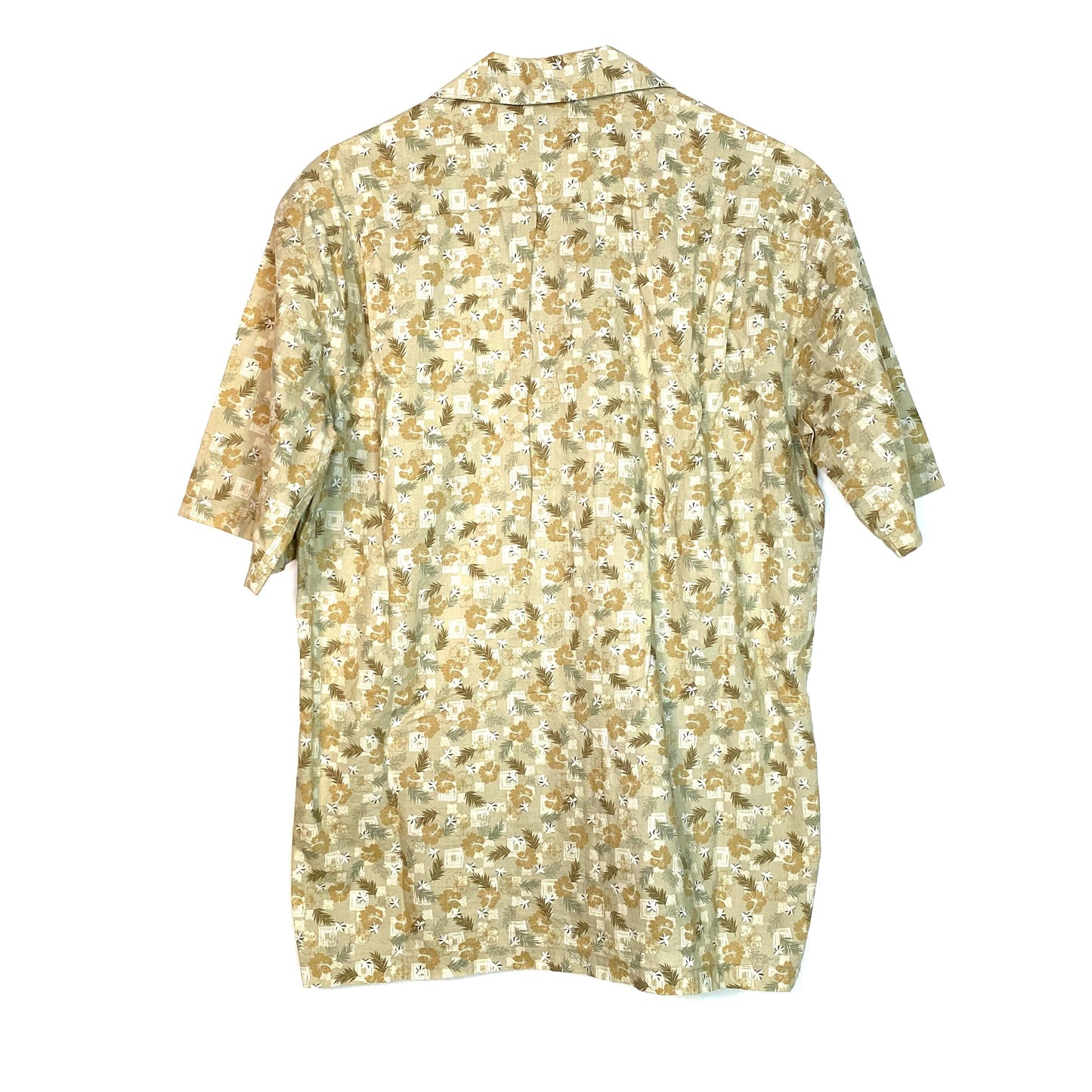 Vibrant Hilo Hattie Beige Floral Hawaiian Button-Up Shirt S/s - Men's S