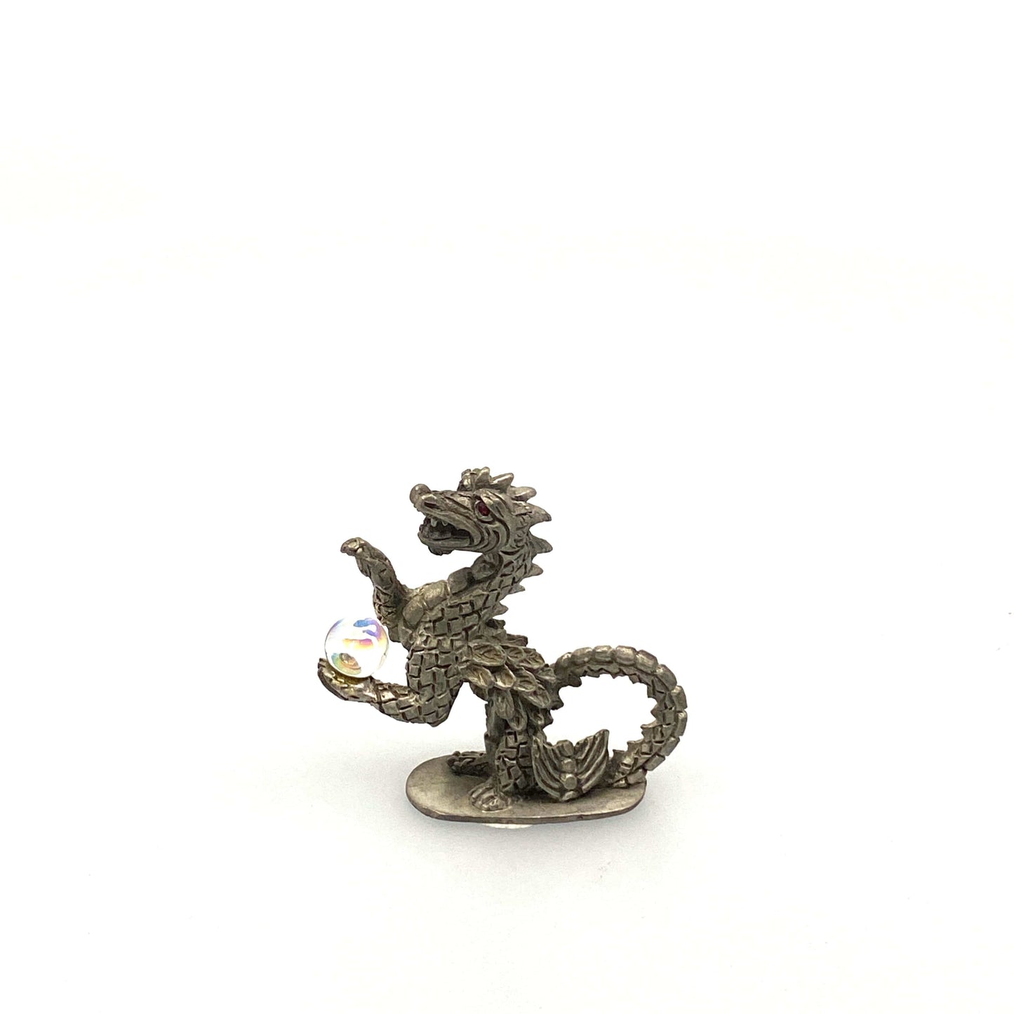 Spoontiques 1983/1984 Pewter Dragon Figurine w/Glass Ball #4009