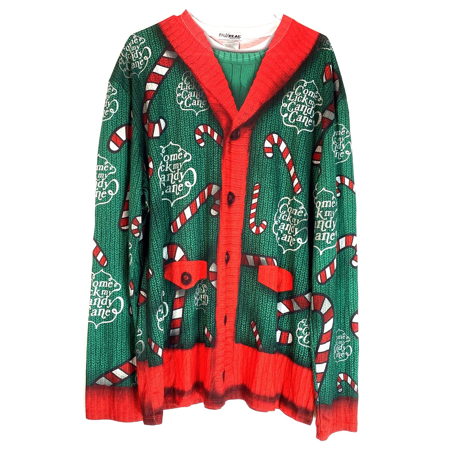 FauxREAL Size XXL Novelty Christmas Party Sweater Printed T-Shirt L/s