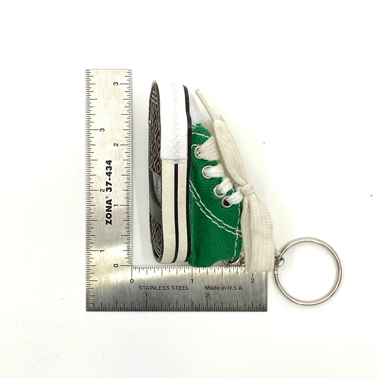 Novelty Hi-Top Sneaker Green Canvas Keychain Charm Key Ring