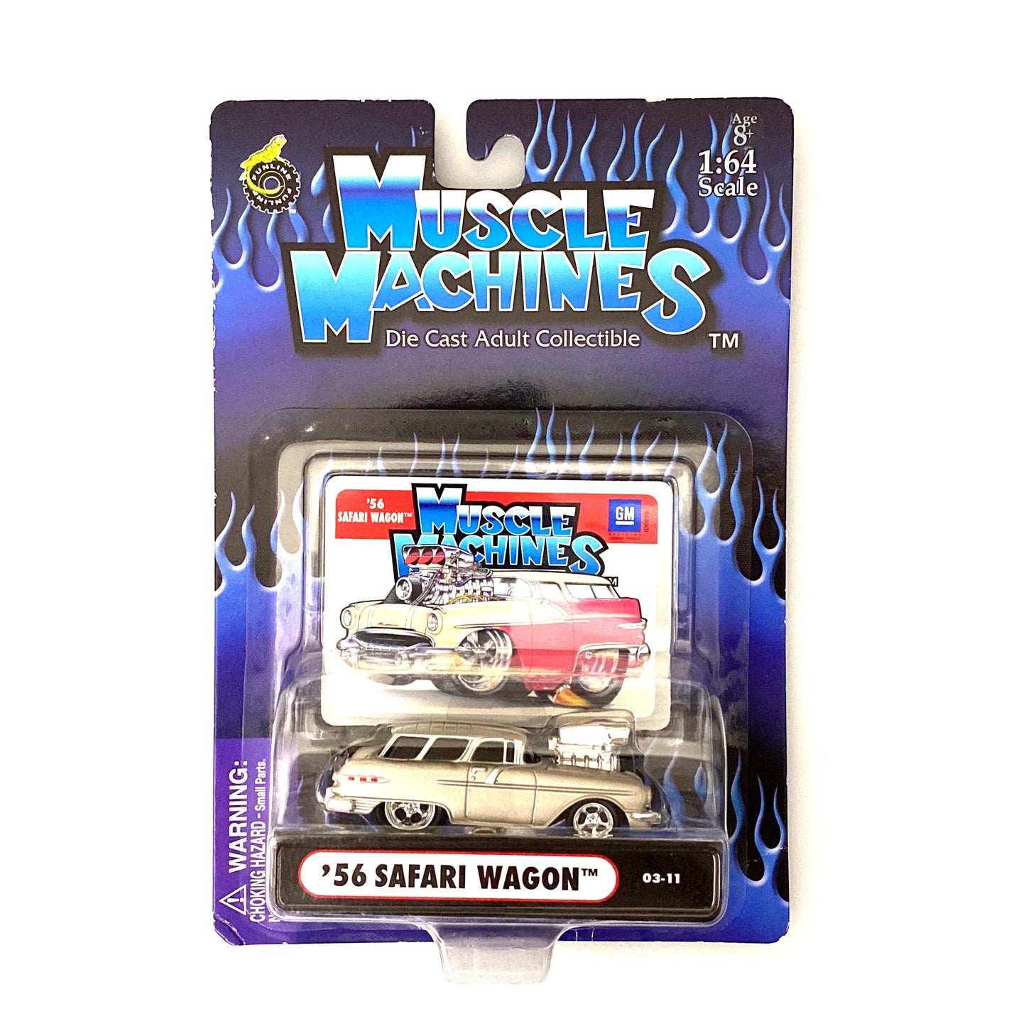 Muscle Machines '56 Safari Wagon – Stunning Silver Diecast Collectible Car for Adult Collectors – 1:64 Scale Model