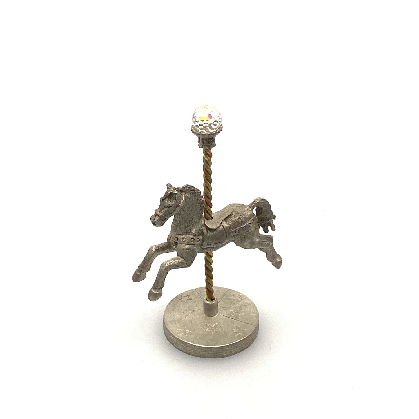 Spoontiques 1983/1984 Pewter Carousel Horse Figurine #5 Faceted Crystal Ball