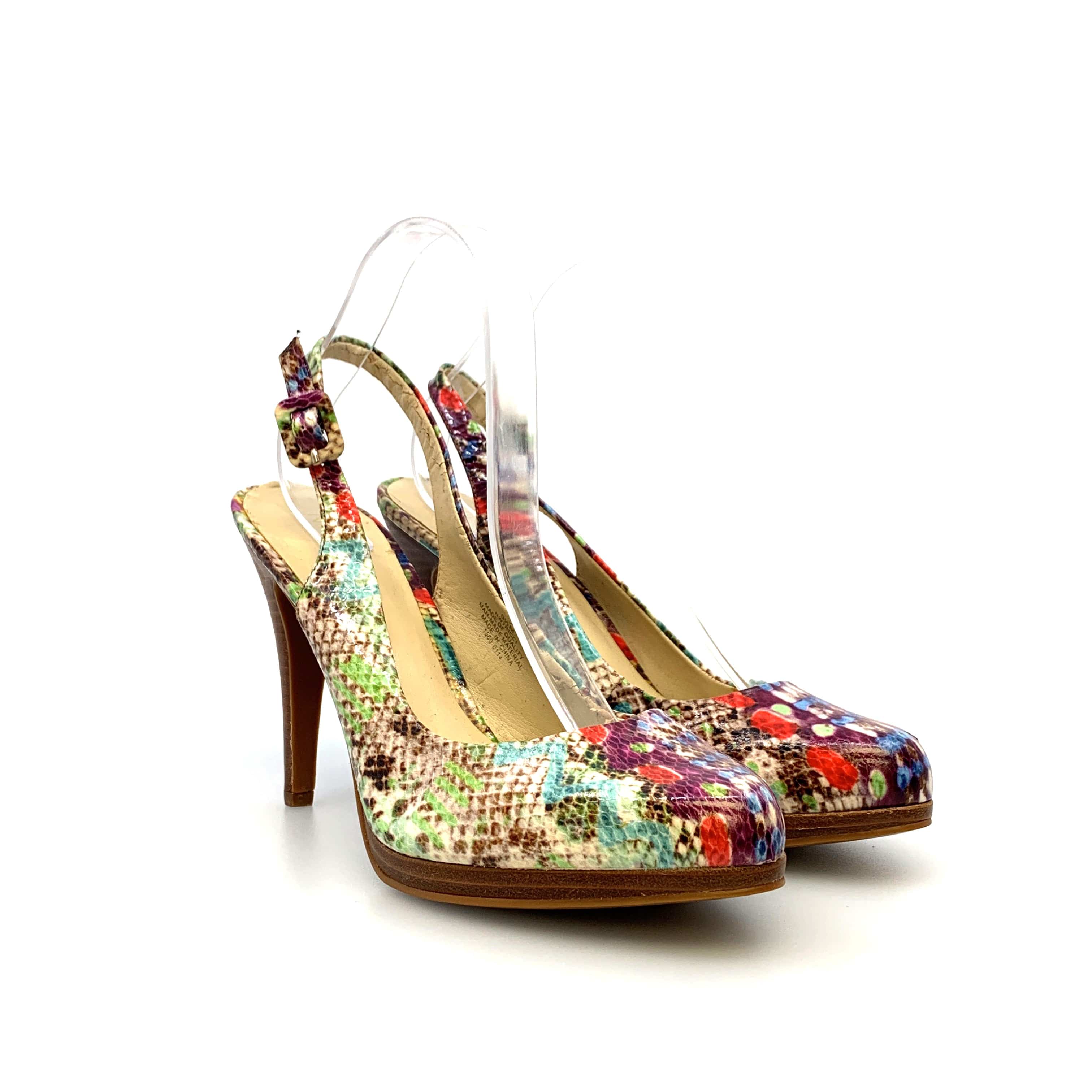 Nine West Womens Size 9.5M Ricci Heel Snakeskin Multicolor