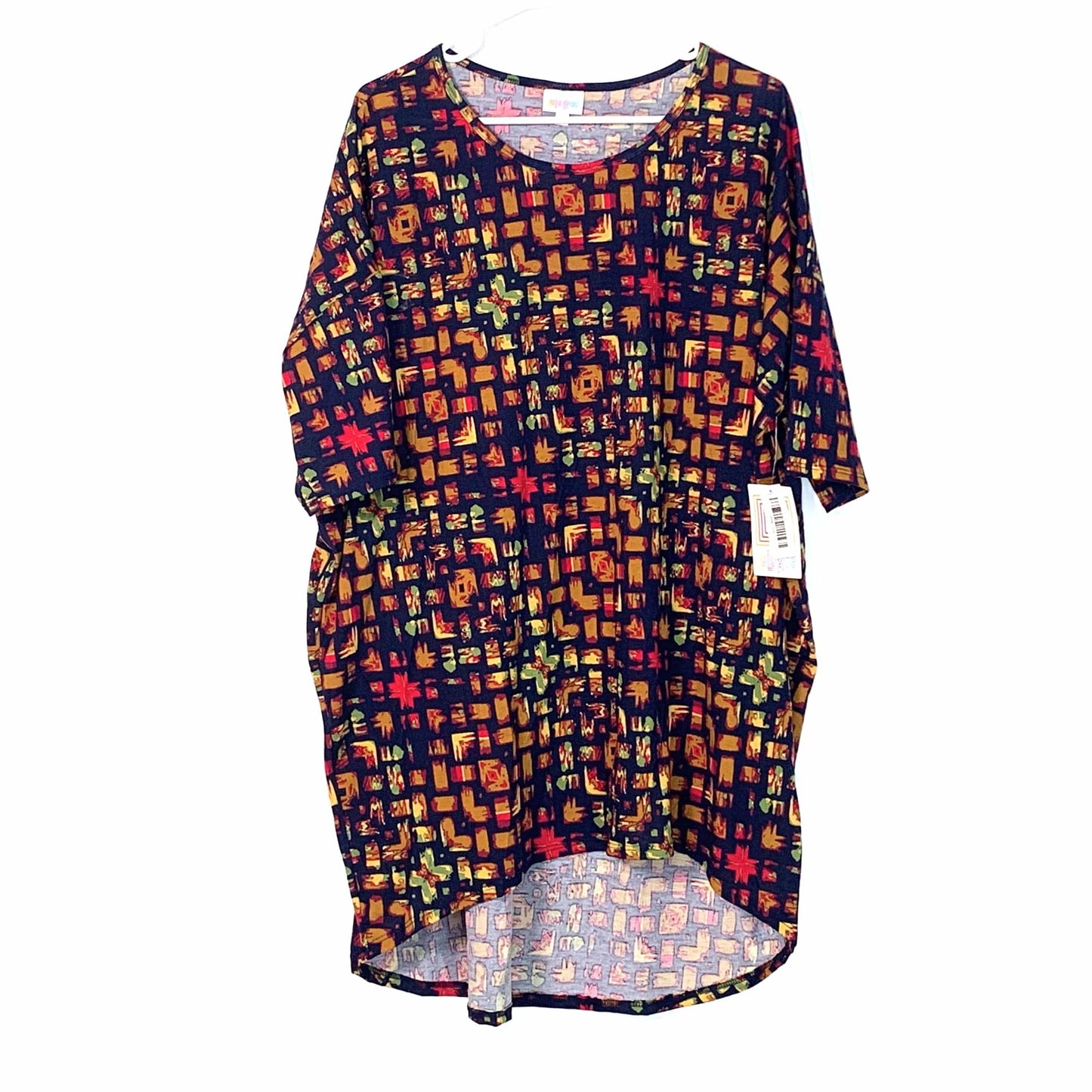 LulaRoe Womens Size 2XL Multicolor Irma Shirt Top Block Pattern