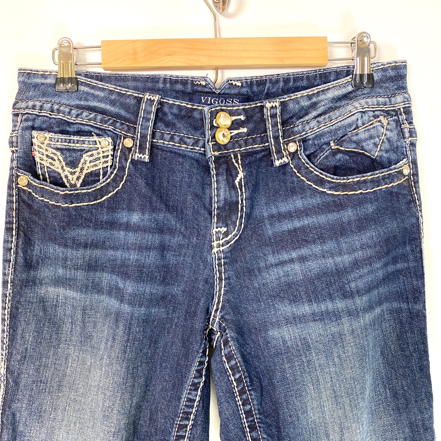 Vigoss Womens New York Capri Size 9/10 Length 21 Blue Denim