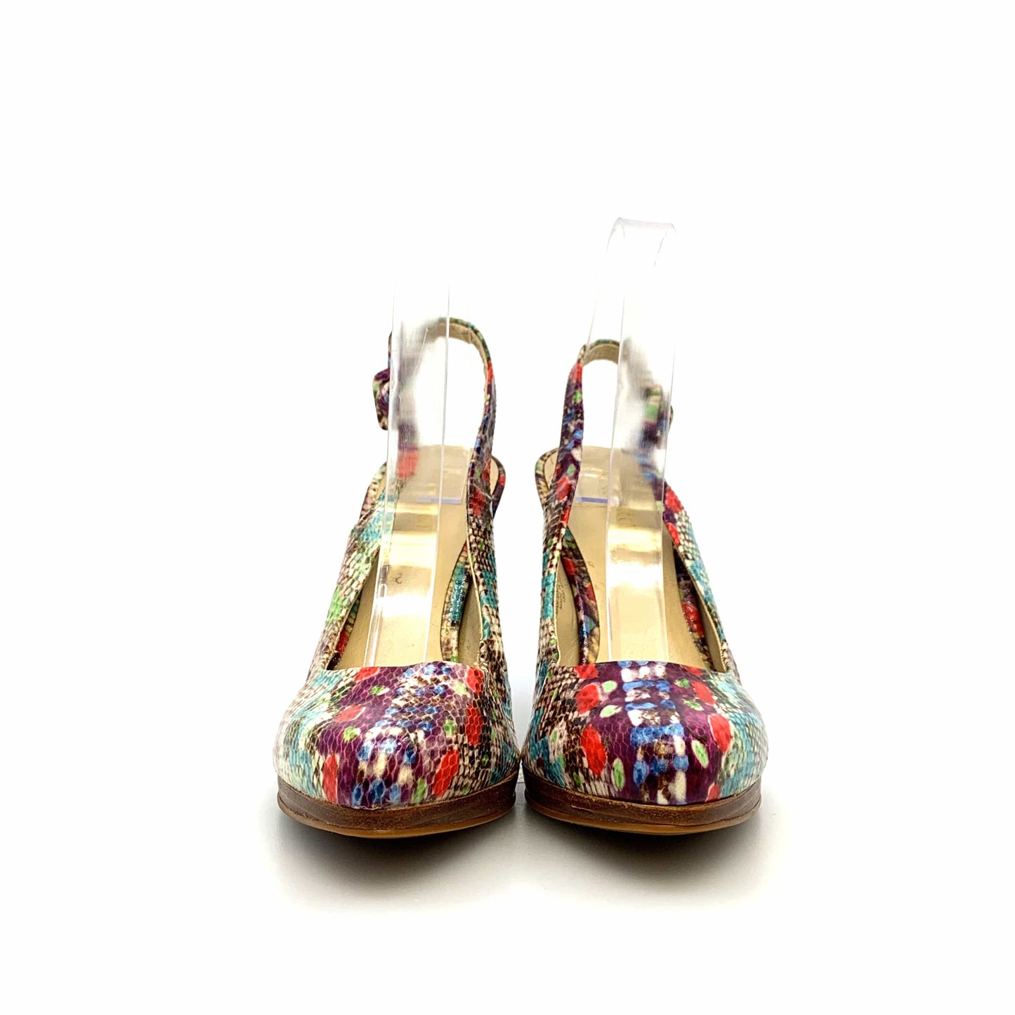 Nine West Womens Size 9.5M Rick Heel Snakeskin Multicolor