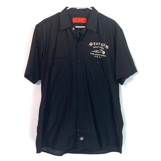 Dickies Mens Size L Black STURGIS RALLY WEEK Work Shirt S/s Button-Up