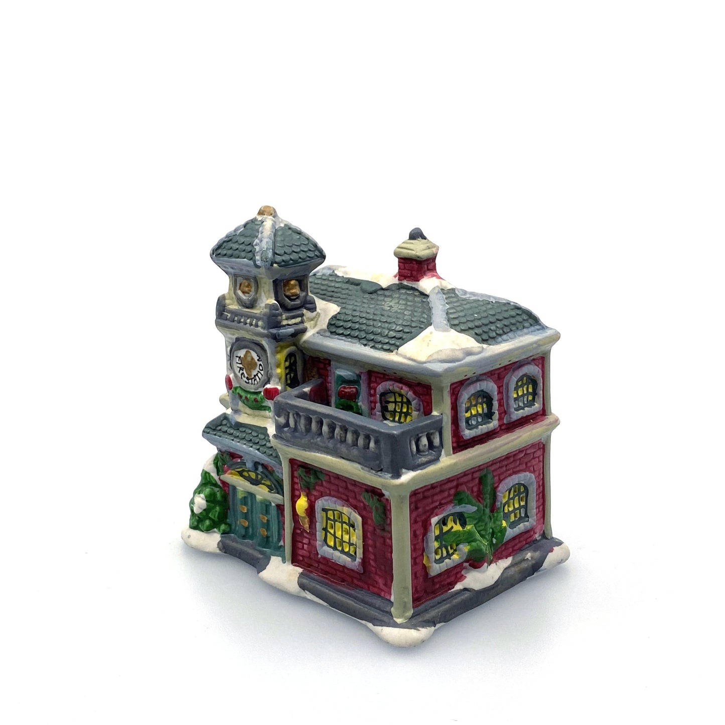 Wellington Square Fire Station Vintage Christmas Village Porcelain Lighted House