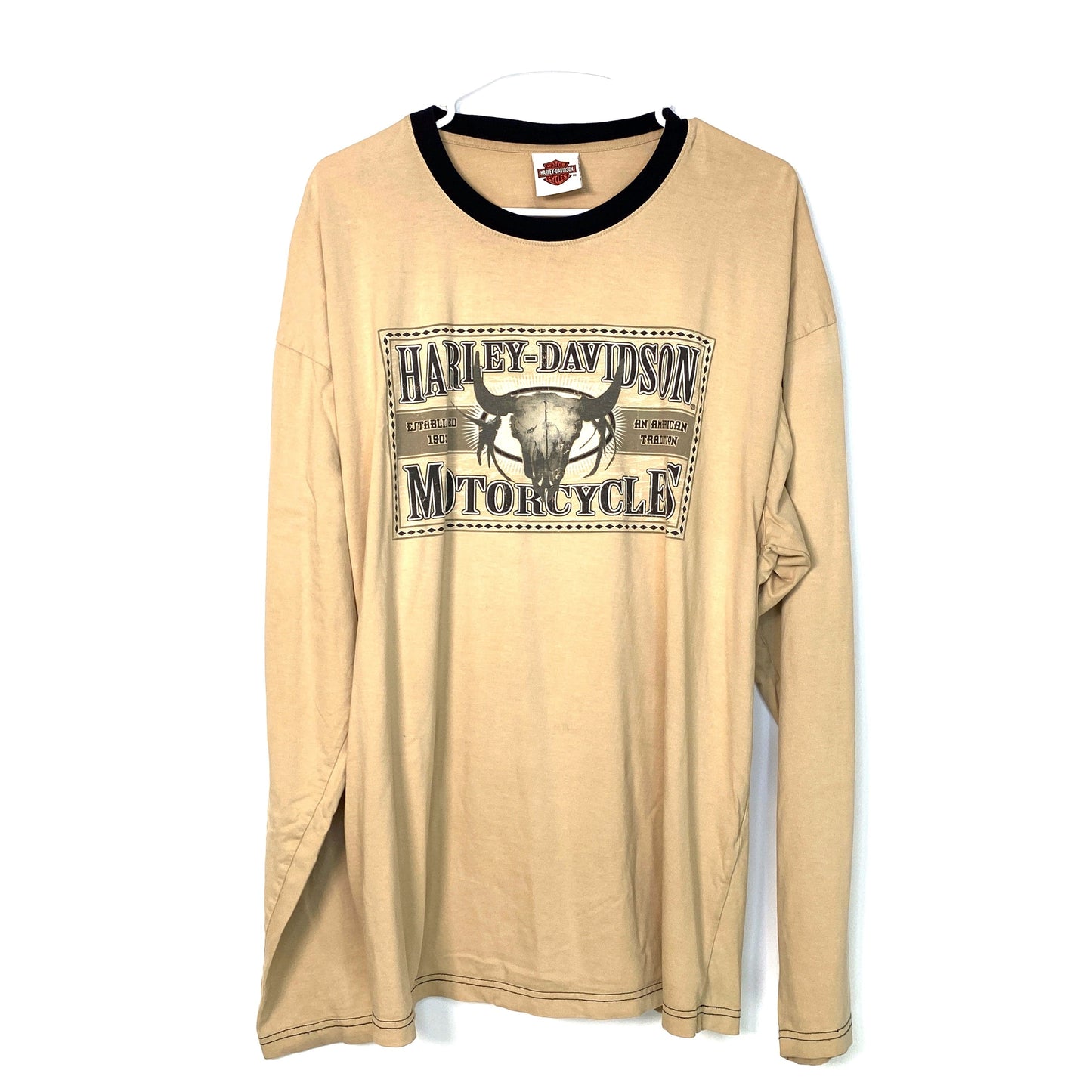 Harley Davidson Motorcycles Mens Size XL Beige Brown T-Shirt Sturgis SD