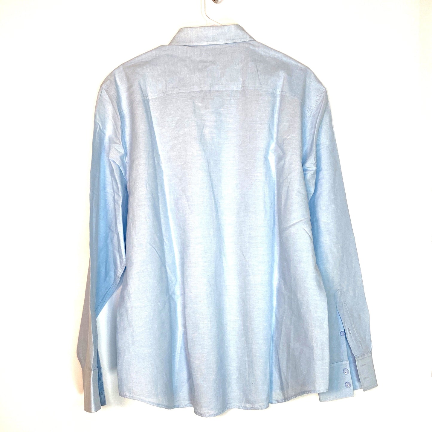 Cubavera Mens Size XL Blue Linen Blend Shirt Button-Up L/s