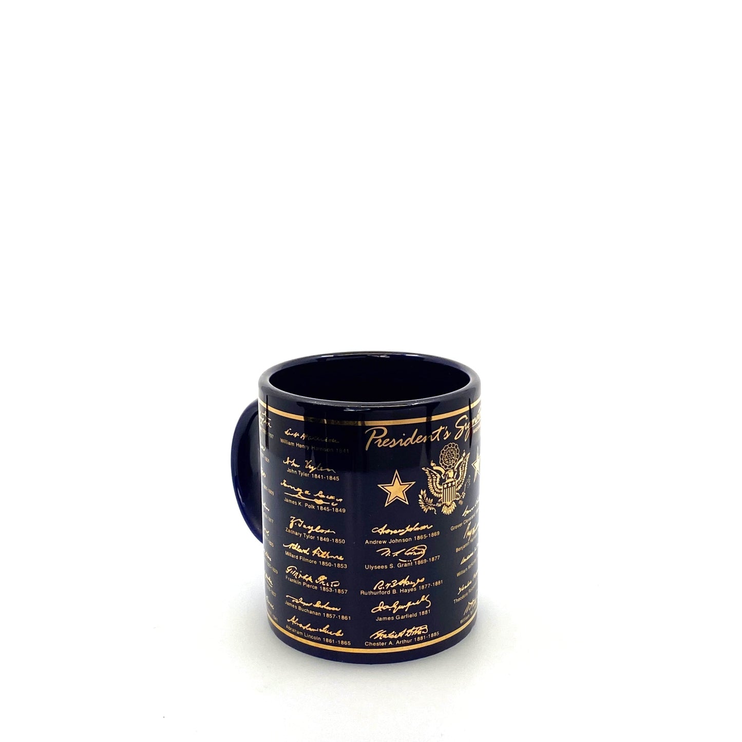 Presidential Signatures 1789 - 2001 Blue Ceramic Coffee Mug Cup, 12 Oz