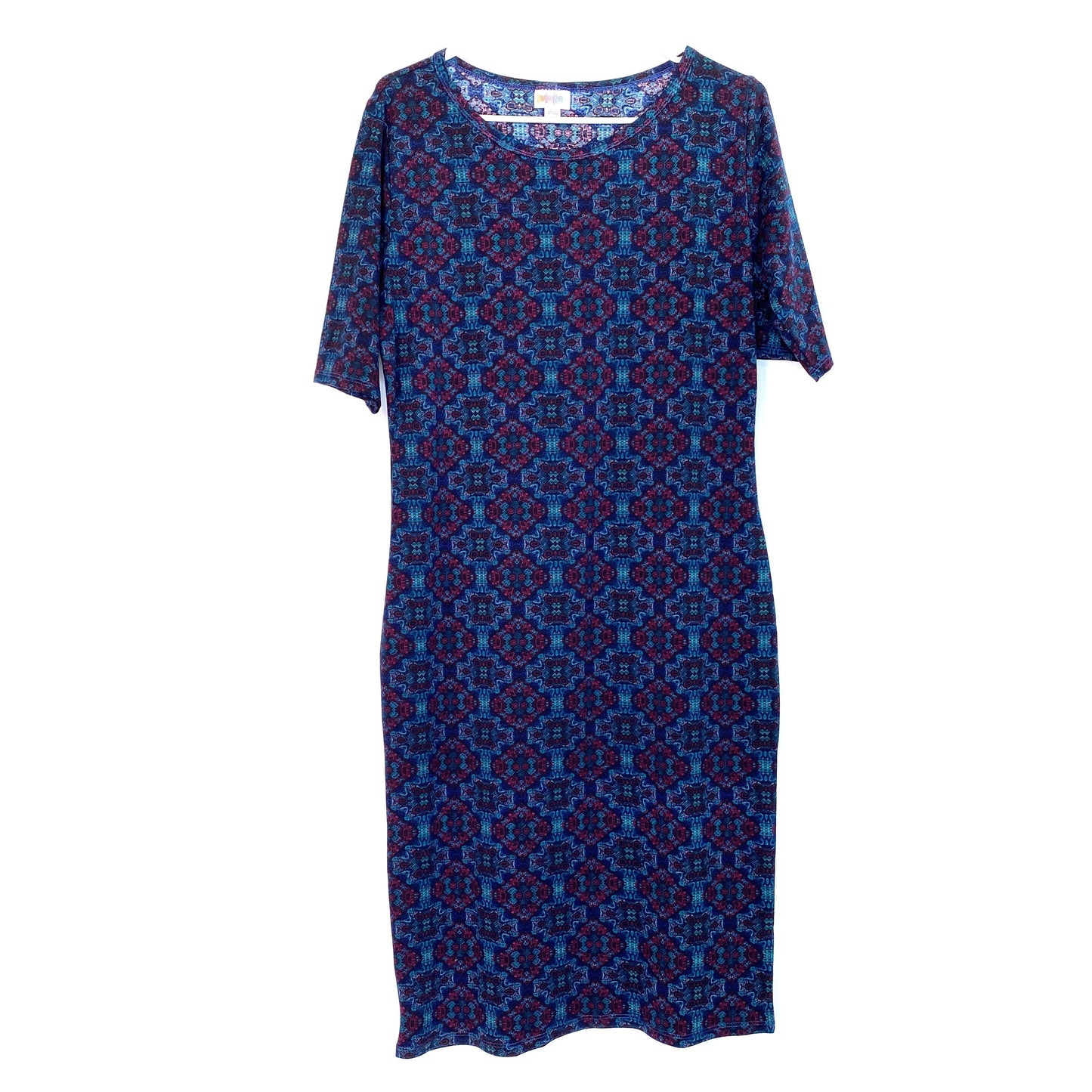 LuLaRoe Womens Size L Multicolor Dress Geometric Pattern Print S/s