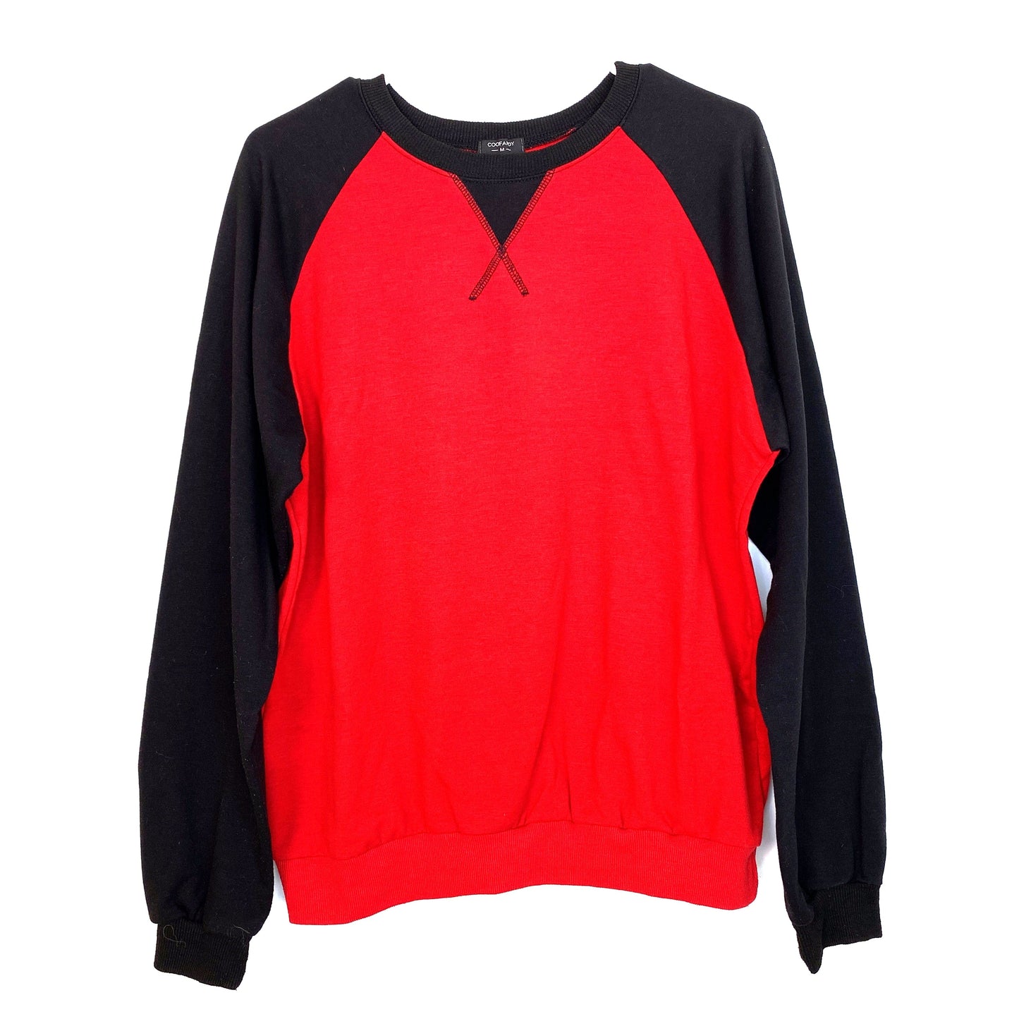 Coofandy Mens Size M Red Black Pullover Sweatshirt L/s