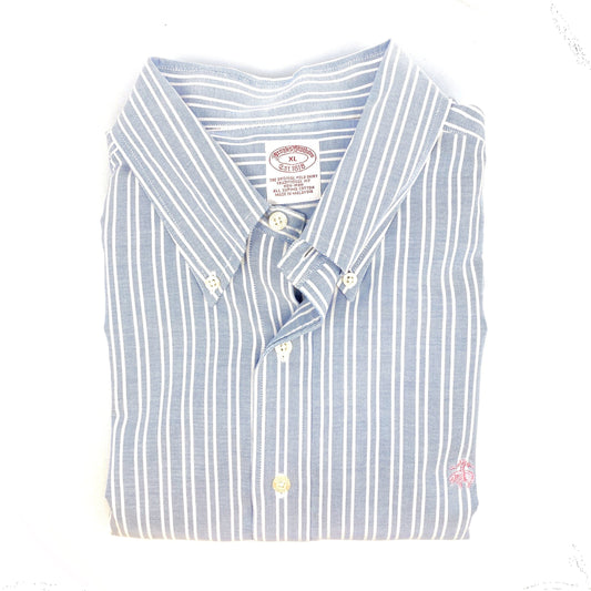 Brooks Brothers Mens Size XL Blue White Striped Dress Shirt Long Sleeve