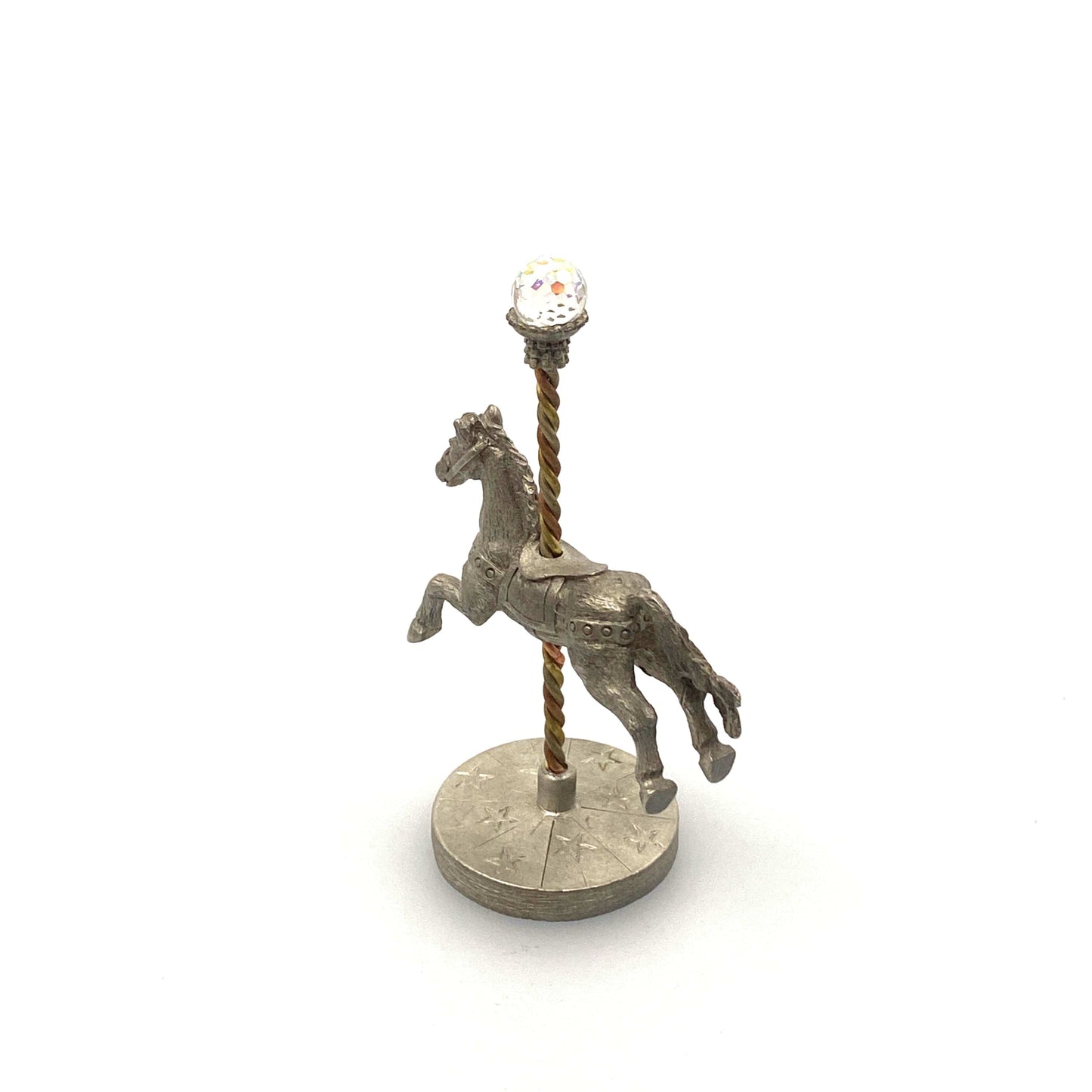 Spoontiques 1983/1984 Pewter Carousel Horse Figurine #5 Faceted Crystal Ball