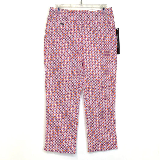 Peck & Peck Womens Size 4 “Eva Crop” Retro Colorful Diamond Pink Purple Stretch Capri Pants