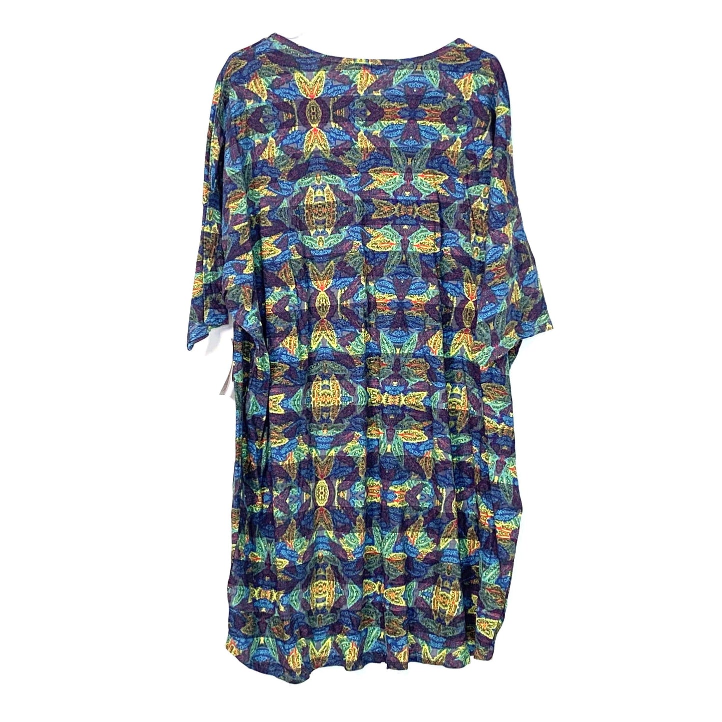 LulaRoe Womens Size 3XL Blue Green Irma Shirt Top Geometric Pattern