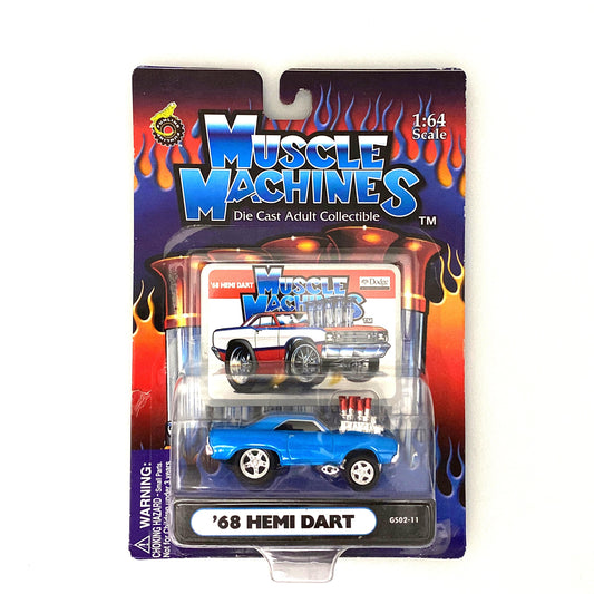 Muscle Machines '68 Hemi Dart Blue Diecast Collectible Car 1:64 Scale Model #GS02-11