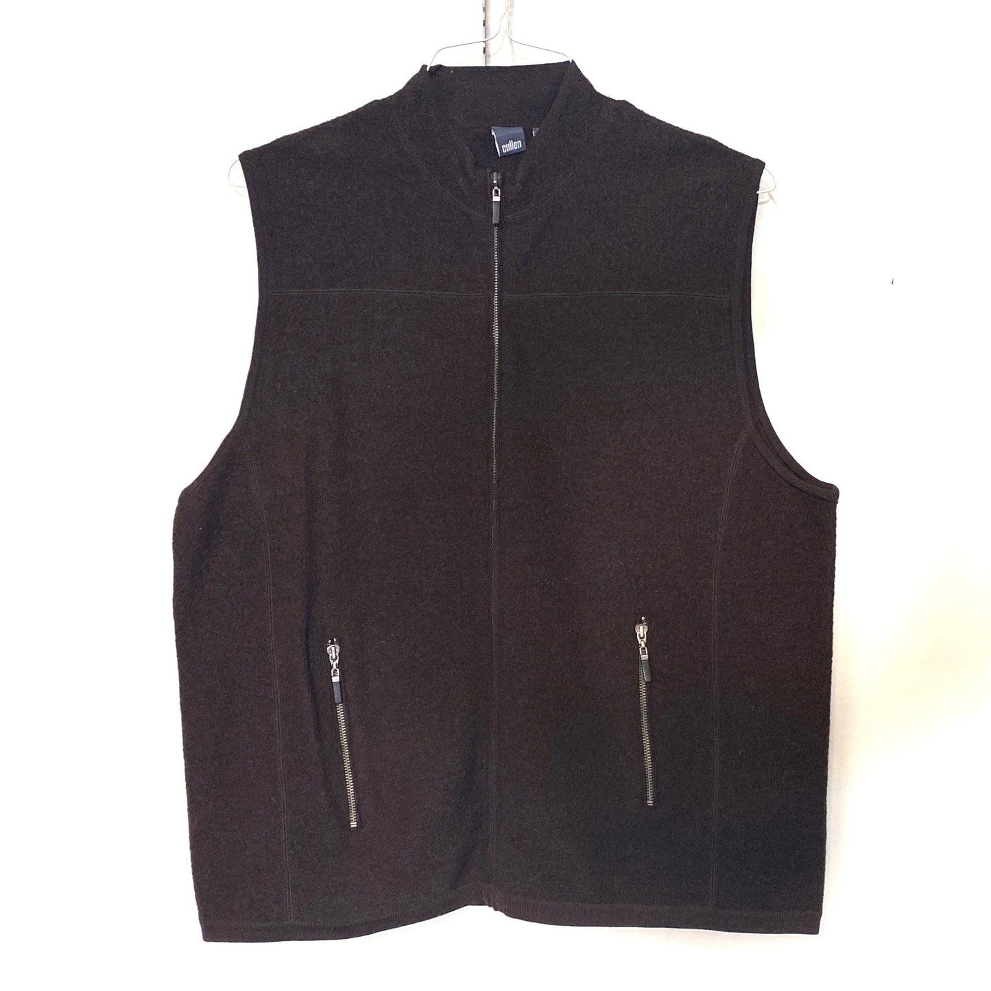 Cullen Mens Size XL Brown 100% Wool Vest Full Zip