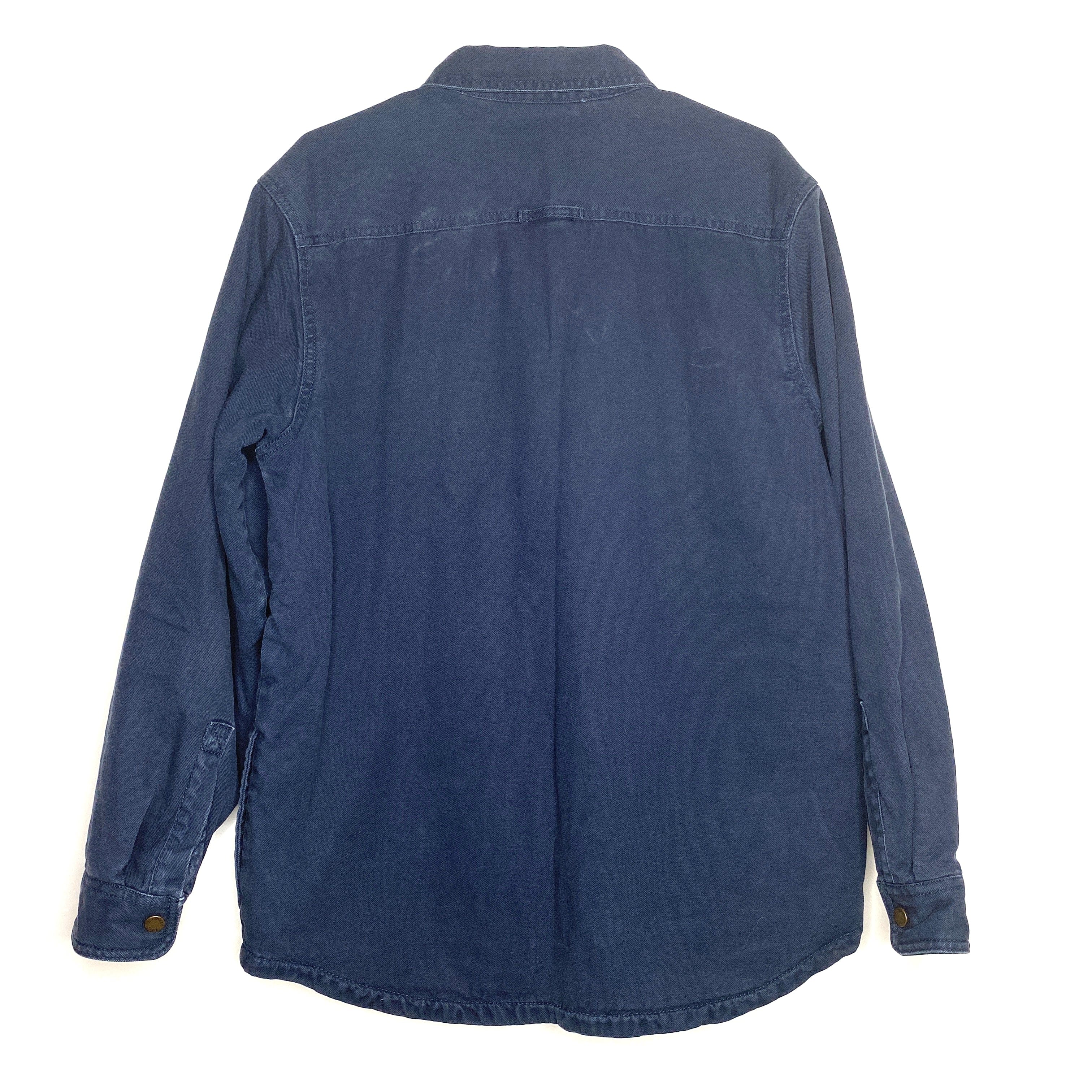 LL Bean Mens Size M Blue Shacket Fleece Lined Jacket Shirt