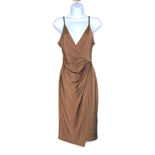 Boohoo Night Womens Midi Dress Size 6 Copper Brown Sasha Slinky NWT