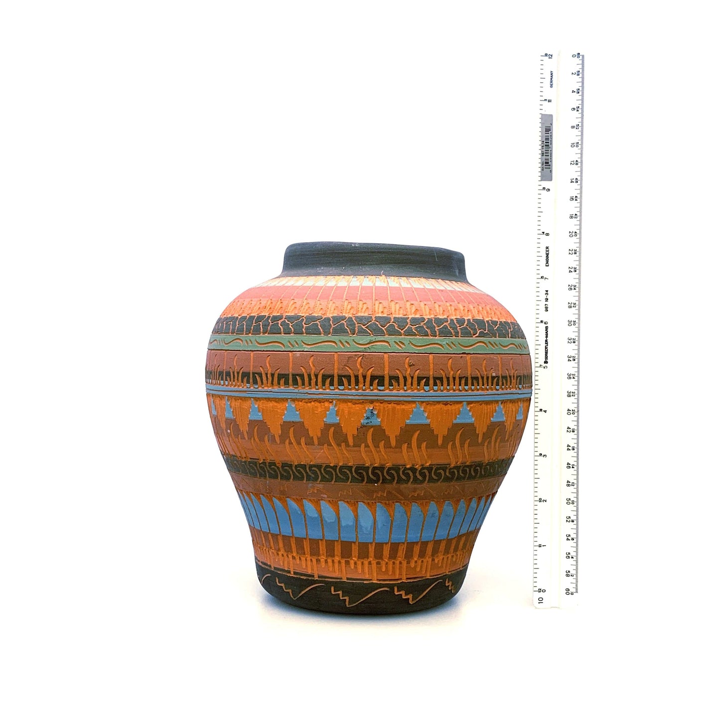 Native Navajo Pottery Anna Tsosie Signed Vase Terra Cotta Hand Etched - Medium 8”