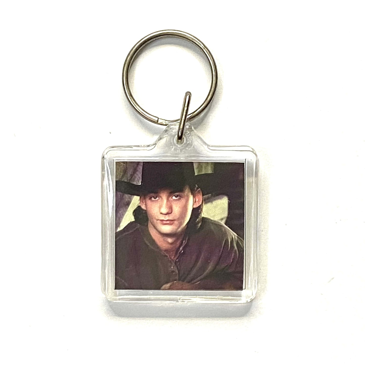 Vintage Wade Hayes "Old Enough To Know Better" Travel Souvenir Keychain Key Ring Square Clear Acrylic
