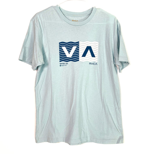Trendy RVCA Mens Light Blue Graphic Print T-Shirt M