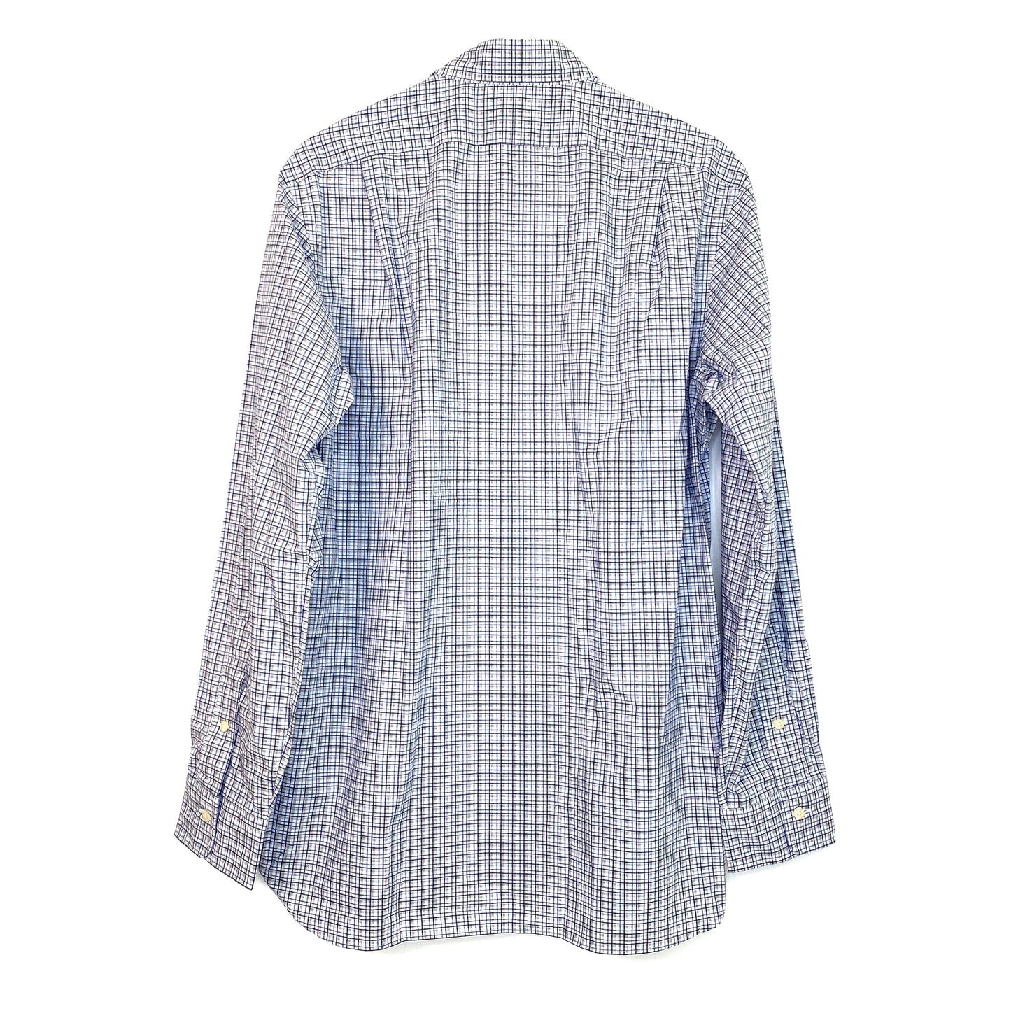 RALPH LAUREN Mens Size M Blue White Windowpane Check Long Sleeve Button Up Dress Shirt