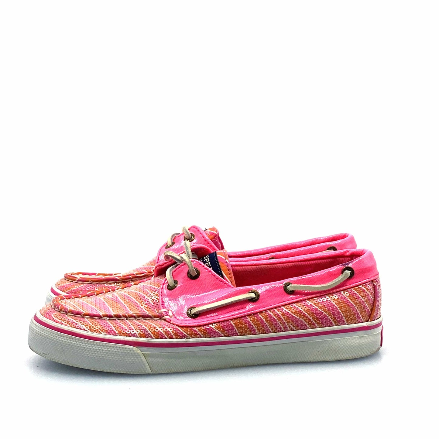 SPERRY Top-Sider Womens Size 6.5M Pink Sequined Boat Shoes Textured Patent Leather