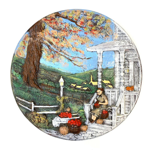 Vintage Byron Molds 1980 Autumn Hand-Painted Plate Relief 3D Seasons Series