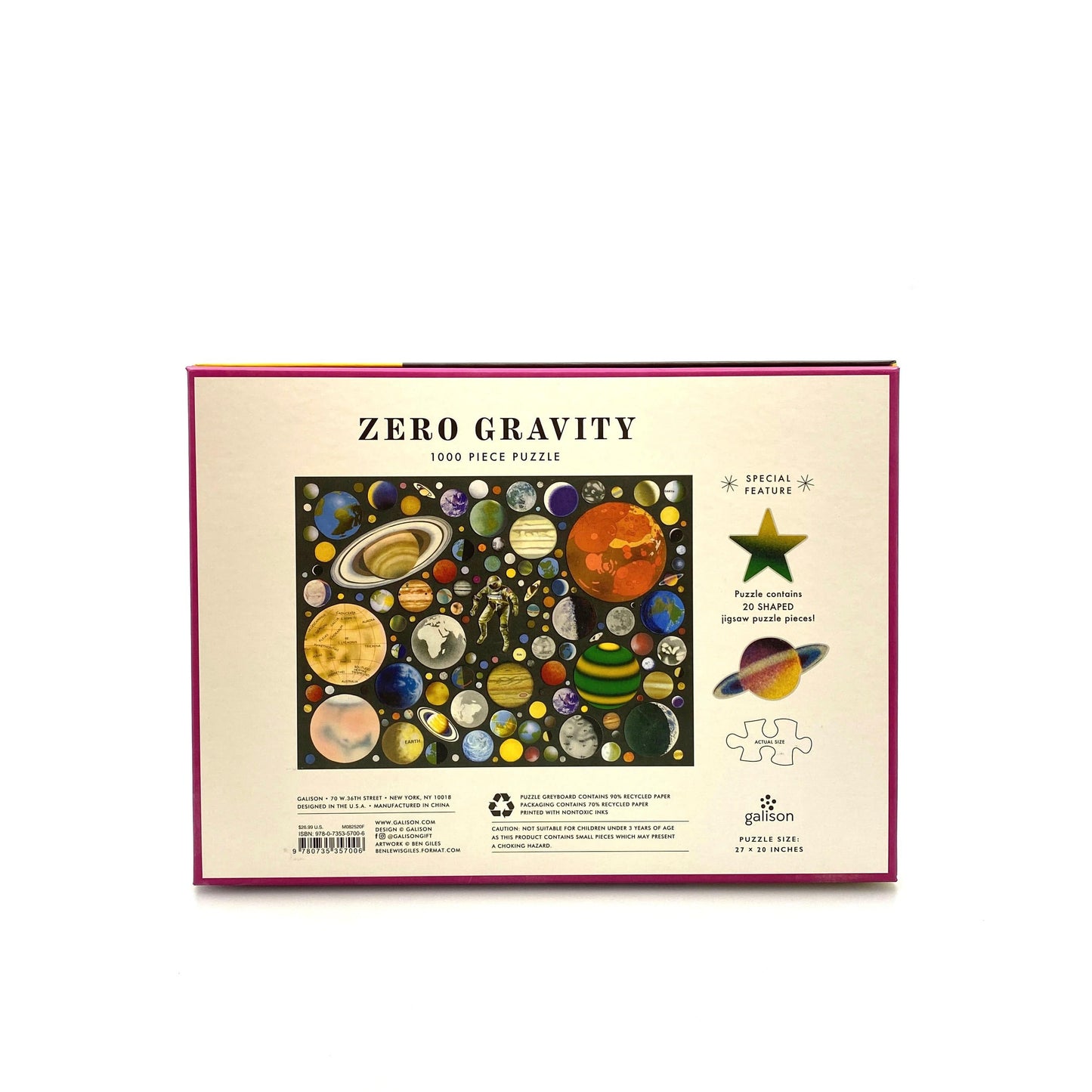 Galison  | Zero Gravity' Shaped Pieces Jigsaw Puzzle | 1000 Pc | NIB