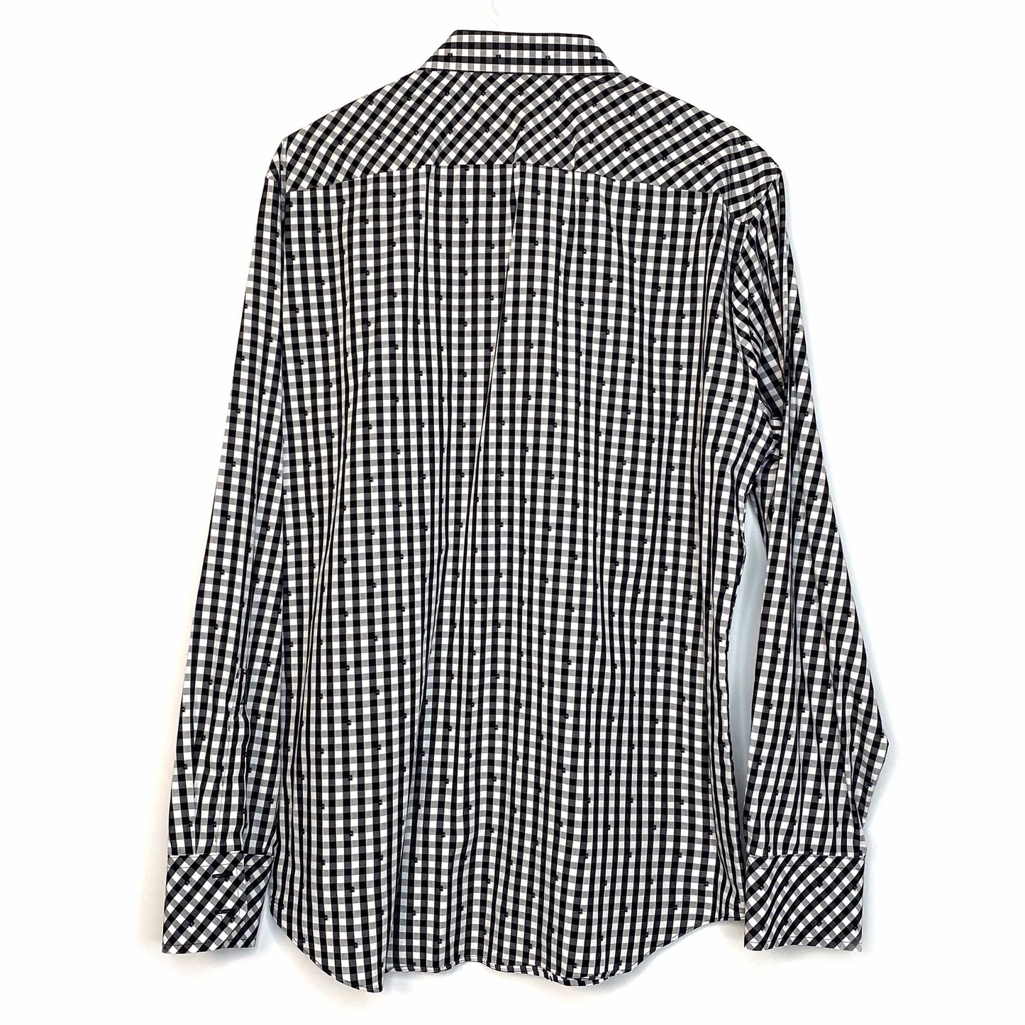 Zachary Prell Mens Size XL Black White Gingham Check Dress Shirt Button-Up L/s