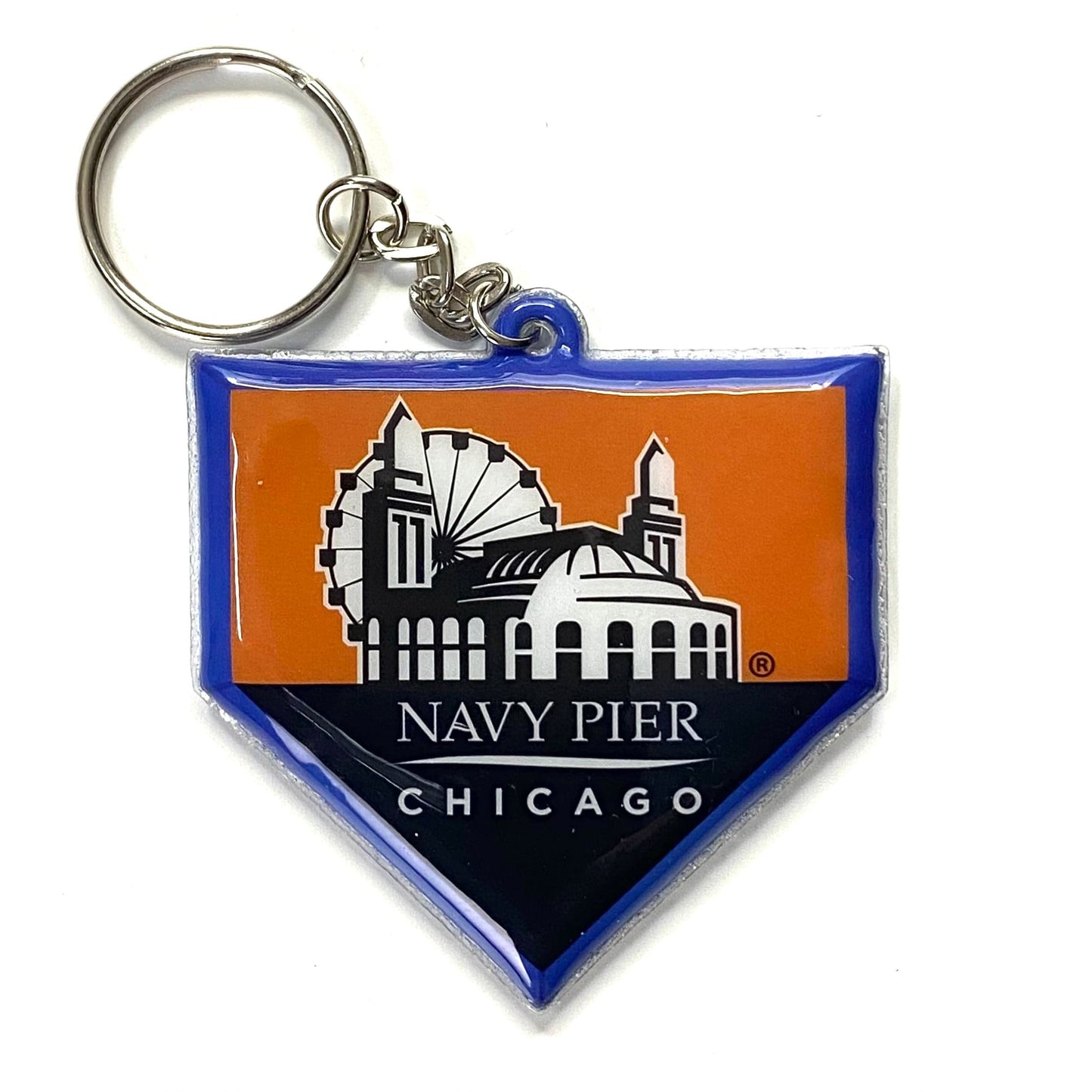 Vintage “Navy Pier Chicago” Cubs Travel Souvenir Keychain Key Ring Plate Soft Plastic