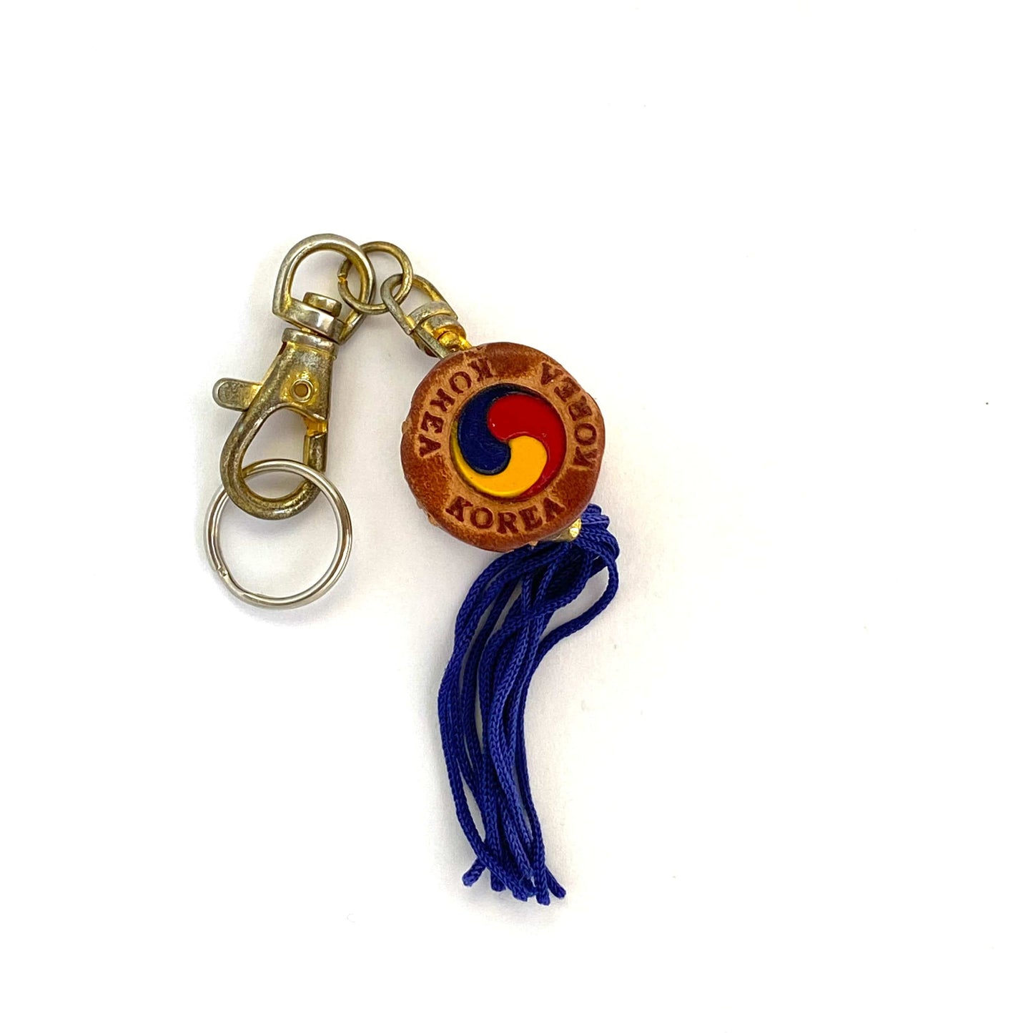 Vintage Korea Drum Tassle Travel Souvenir Solid Brass Keychain Key Ring Charm
