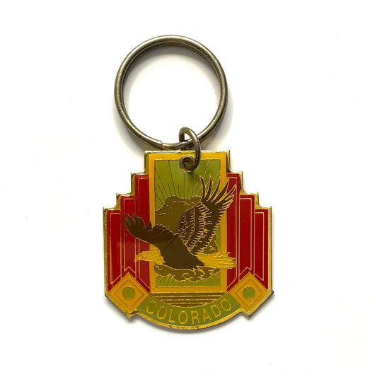 Vintage Gift Creations Colorado Bald Eagle Souvenir Keychain Key Ring Metal Gold