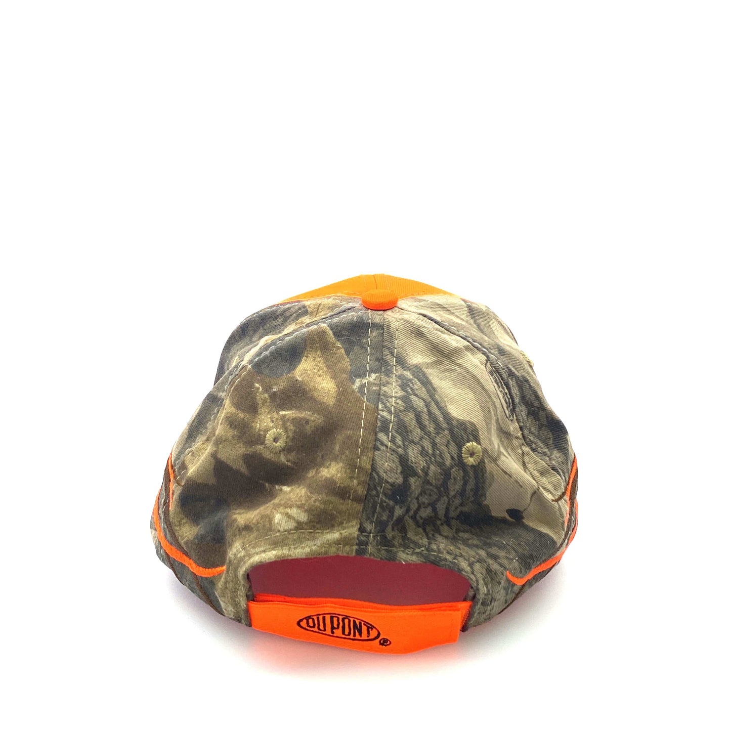 Pioneer Seed Mens Adjustable Baseball Hat Safety Orange and Camouflage