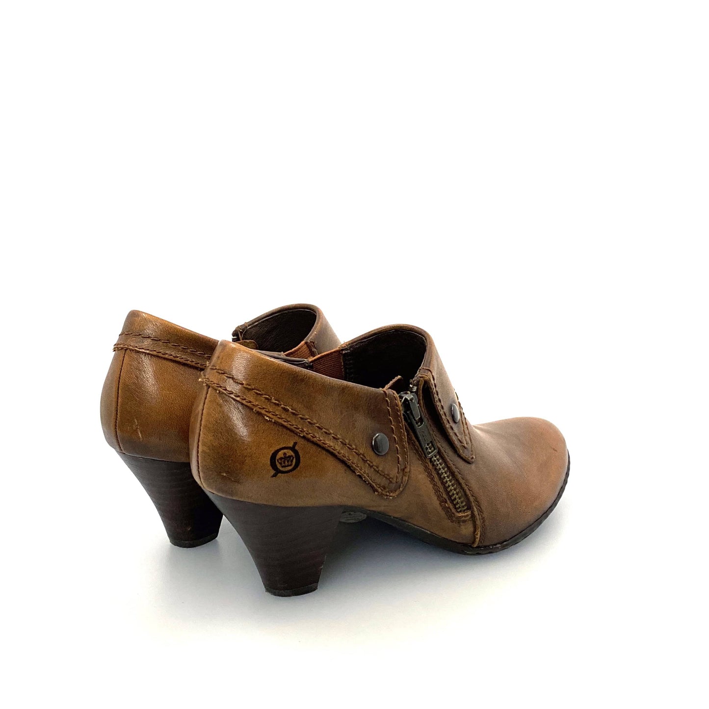 Born Womens "Tanya" Size 7.5M / 38.5 Marrone Brown Leather Ankle Booties
